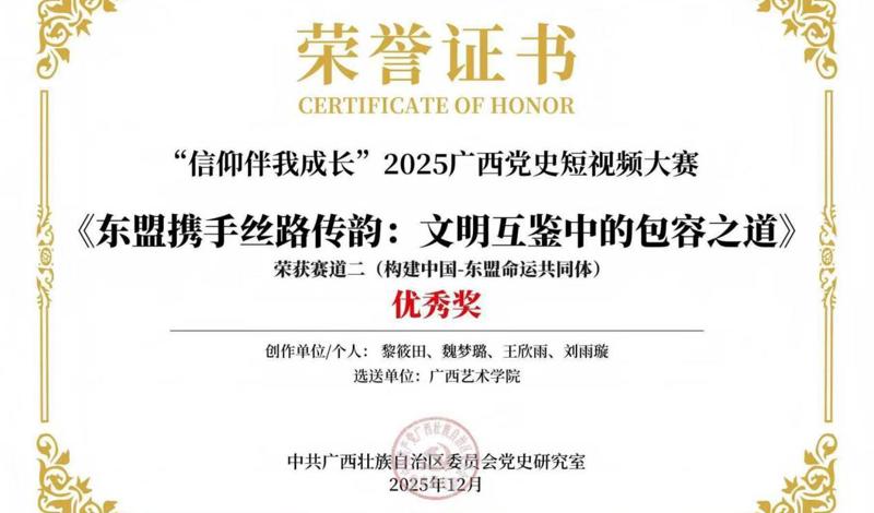 【喜报】舞蹈学院在“信仰伴我成长”2025广西党史短视频大赛中荣获佳绩